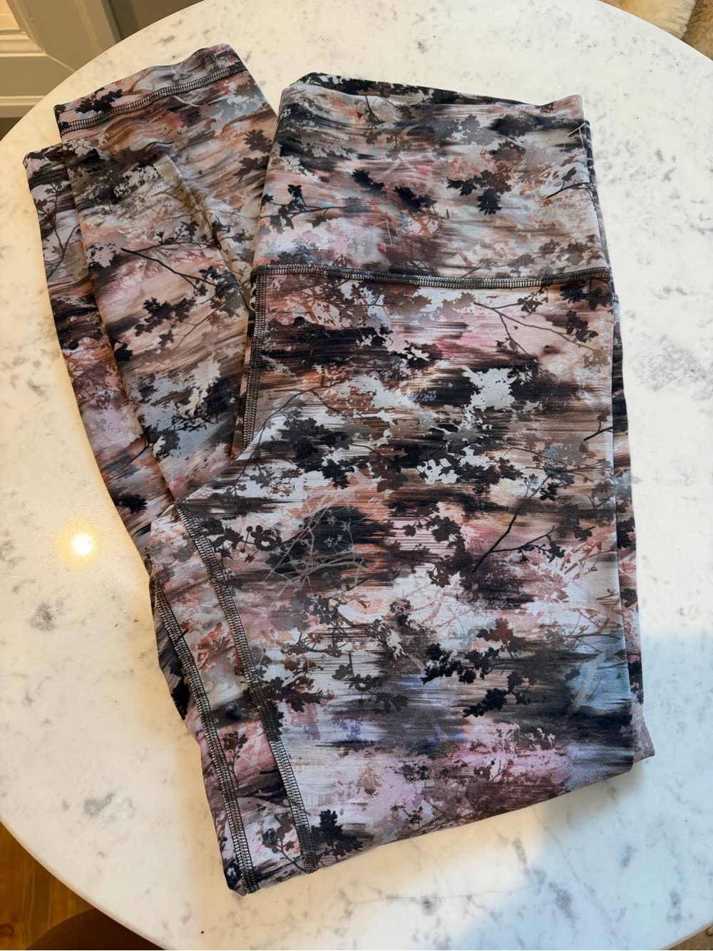 lululemon athletica Pink, Black & Gray Camouflage Floral Leggings